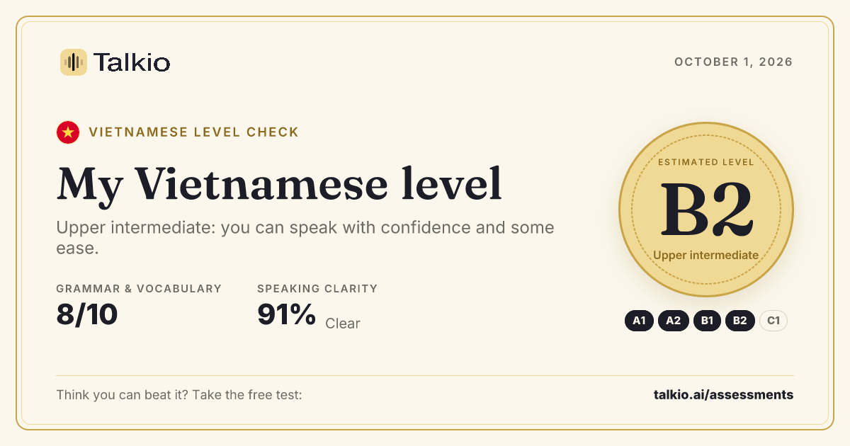 Example Vietnamese level card